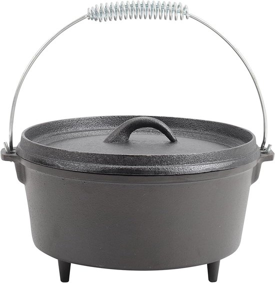 Gietijzeren Hollandse Oven met Deksel en 3 Benen - Ideaal voor Camping en Thuis Koken