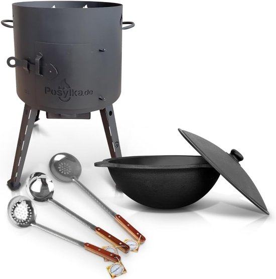 Gietijzeren Kazan (Dutch Oven) met Deksel 12L - Authentieke Buitenkeuken & Vuurkorf