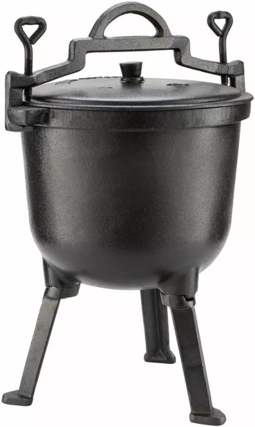 Gietijzeren Kazan Ketel (Jachtketel) - 7 Liter - Ideaal voor Kampvuur en Goulash