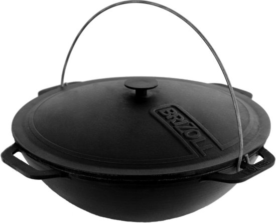Gietijzeren Kazan Pan met Deksel - Dutch Oven Ketel 6 Liter voor Ovens en Kampvuur