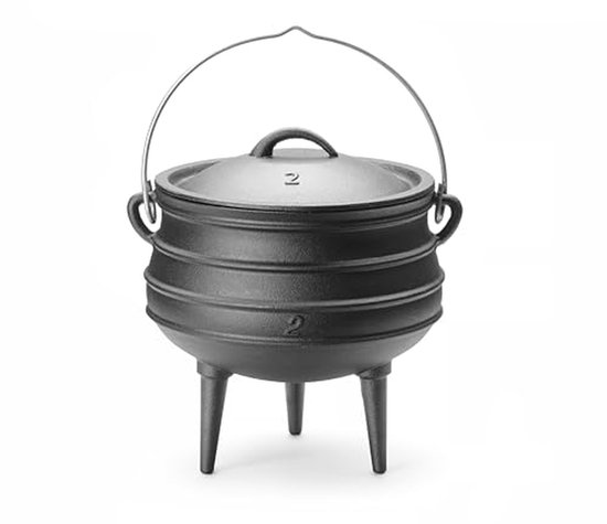 Gietijzeren Ketel - Hittebestendige Pot - Buiten Koken - Met 3 Poten - 6 Liter - Zwart