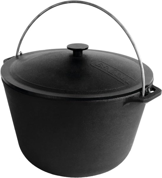 Gietijzeren Ketel met Deksel - 8 Liter Turkse Kazan en Dutch Oven voor Open Vuur
