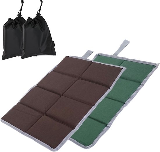 Gigicial Draagbare vochtwerende mat - Opvouwbare kampeermat - Drielaags ontwerp, EPE-vulling - 2 stuks - Donkergroen + Koffiebruin van Merkloos