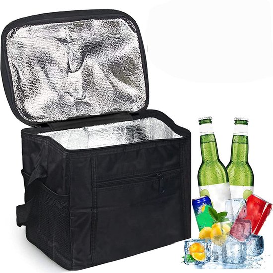 Gigicial Picknicktas - Geïsoleerde tas - 10L geïsoleerde tas met aluminiumfolie voering en EPE-schuimisolatie - 1 stuk - Geschikt voor buitengebruik, zwart van Merkloos