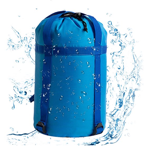 Gigicial Slaapzak Compressiezak - Compressiezak Voor Slaapzak - Waterdicht & Lichtgewicht Nyon + 4 Verstelbare Banden - 1 - Voor Outdoor Avonturen Blauw van Merkloos