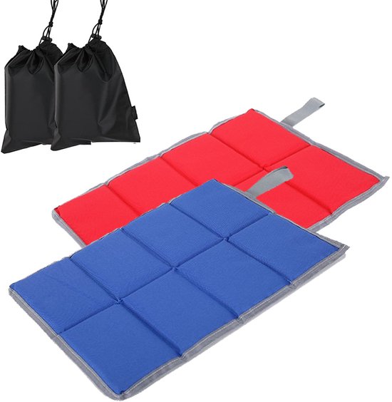 Gigicial Waterdicht schuimrubberen zitkussen - Opvouwbare kampeermat - Drielaags ontwerp + Ultralicht en draagbaar - 2 stuk - Kamperen/Picknicken + Hemelsblauw/Rood van Merkloos