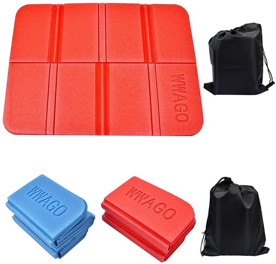 Gigicial XPE Foam Hiking Mat - Waterdichte kampeerzitmat - Lichtgewicht en opvouwbaar voor buitenactiviteiten - 1 stuk - Geschikt voor kamperen en wandelen, blauw + rood van Merkloos