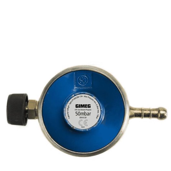 Gimeg gasdrukregelaar Camping met slangpilaar 50Mbar van Merkloos