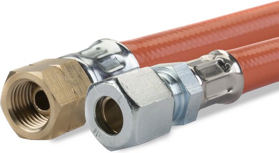 Gimeg Gasslang pvc 1/4 inch links x 8/10 mm 60 cm - Gasslangen - Oranje van Merkloos