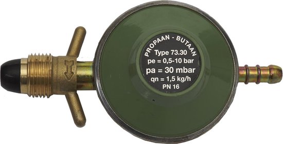 Gimeg POL soft noze gasdrukregelaar met slangpilaar 30mb 1,5kg/h van Gimeg