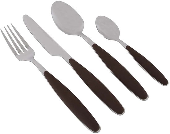 Gimex - Bestek - Bruin - Soft Touch heft - 16-Delig