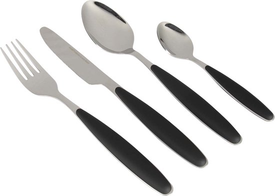 Gimex - Bestek - Zwart - Soft Touch heft - 16-Delig van GIM