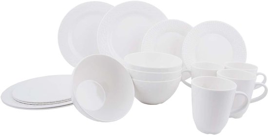 Gimex Camping Tableware Royal Edelweiss Relief Melamine Tableware Set 16-Piece for 4 Persons Dinner Service with - ShopVlot
