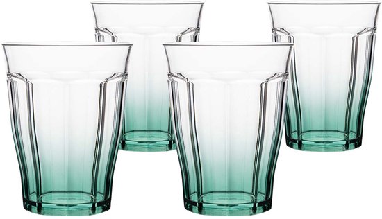 Gimex - Colour Line - Waterglas - Groen - 400 ml - 4 Stuks