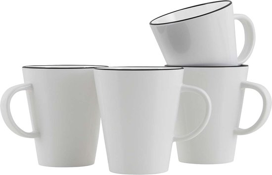 Gimex - Linea Line - Mok - Zwart - 4 Stuks