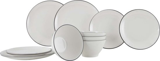 Gimex Linea Line Servies - Zwart - 12-Delig van GIM