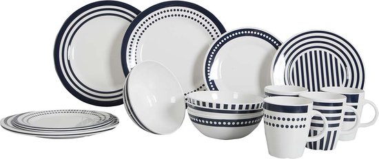 Gimex Marine Line Servies - Blue Beta - 16-Delig van GIM