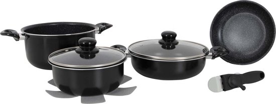 Gimex - Pannenset - Inductie - Zwart - 7-Delig
