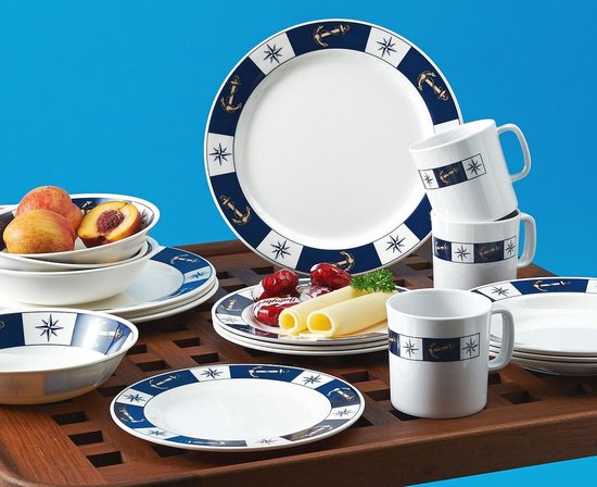 Gimex scheepsservies met anker en Compass logo, 20 stuks van GIM