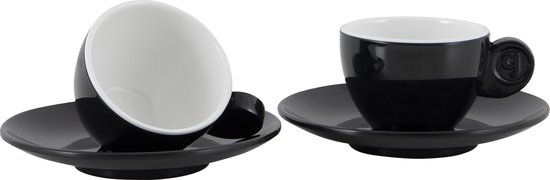 Gimex - Solid Line - Espresso set - Zwart & Wit - 85 ml - 2 Stuks