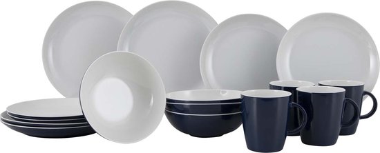Gimex Solid Line Servies - Blauw & Wit - 16-Delig van GIM