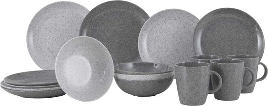 Gimex Solid Line Servies - Granite - Grijs - 16-Delig van GIM