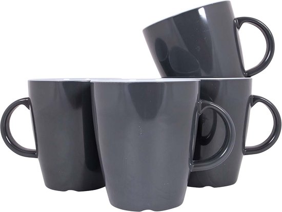 Gimex Vivid Line Mok - Grijs - 380 ml - 4 Stuks van GIM