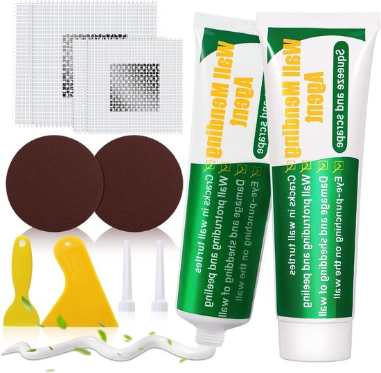 Gipsplaat reparatieset - Muur reparatiepasta - Gaten en scheuren dichten - Sneldrogend en waterdicht - 2 stuks - Wit van Merkloos
