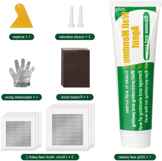 Gipsplaat reparatieset - Wandreparatie pleister - Gaten dichten - Zelfklevend aluminium - 12 stuks 10cm - Grijs van Merkloos