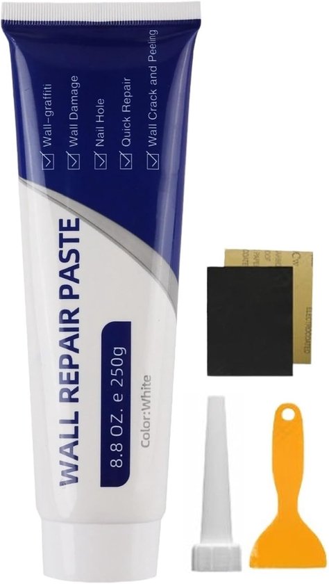 Gipsplaatreparatieset - Muurherstel Kit - Gaten Vullen - Sneldrogende Pasta - 250 gram - Wit