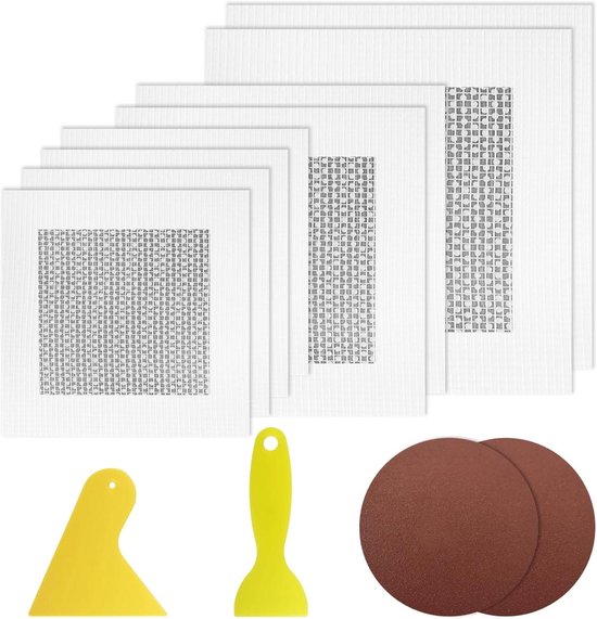 Gipsplaten Reparatiepatch - Wandpatch Kit - Muren Repareren - Zelfklevend Aluminium Gaas - 12 Stuks - Wit