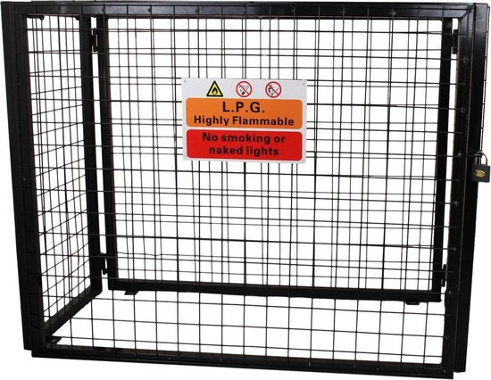 Glasflesberging - Gasflessen opslag - Gaas - Zwart - 870mm (W) x 900mm (H) x 490mm (D) van Pro@Work