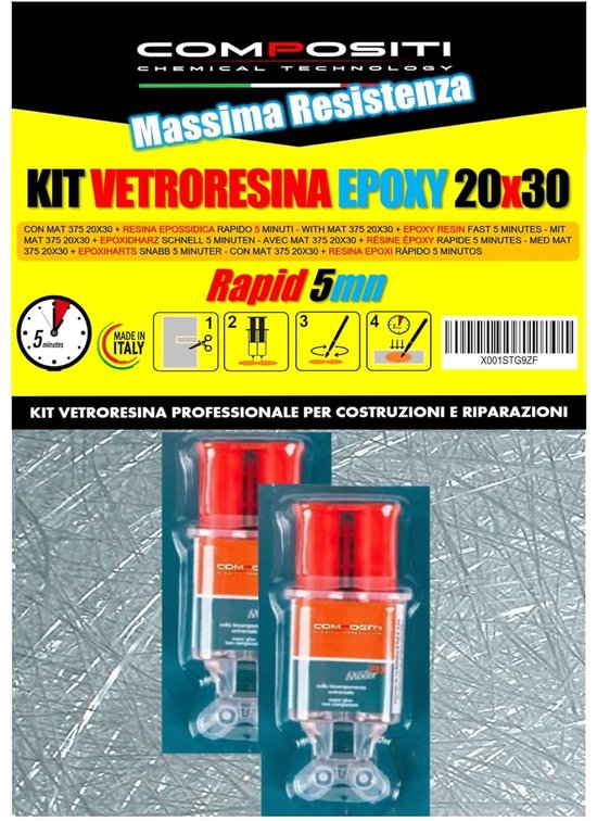 Glasvezel Set - Reparatieset Epoxy - Materiaallamineren - Maximale Weerstand - 30x20x2cm 100g van Merkloos