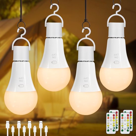 Gloeilamp met afstandsbediening, E27, lampen zonder stroom, 4 stuks