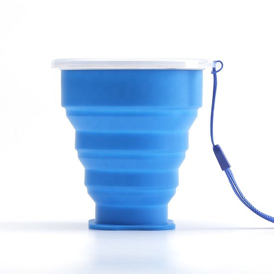 Go Go Gadget - Opvouwbare Beker Met Deksel - Siliconen - 200-300ml - Blauw