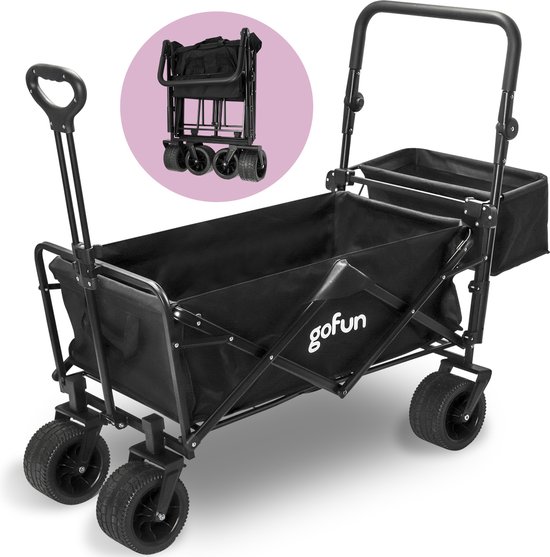 Gofun Bolderkar - 150KG Draagvermogen - Opvouwbaar - 360° Draaibare Wielen - Bolderwagen Met Duwstang - 83 x 44 x 26 cm - Zwart van Gofun
