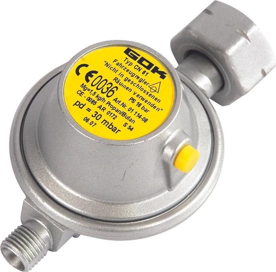 Gok - Gasdrukregelaar met overdrukbeveiliging - Universeel - 1/4 inch Linkse aansluiting - 30 Gr van GOK