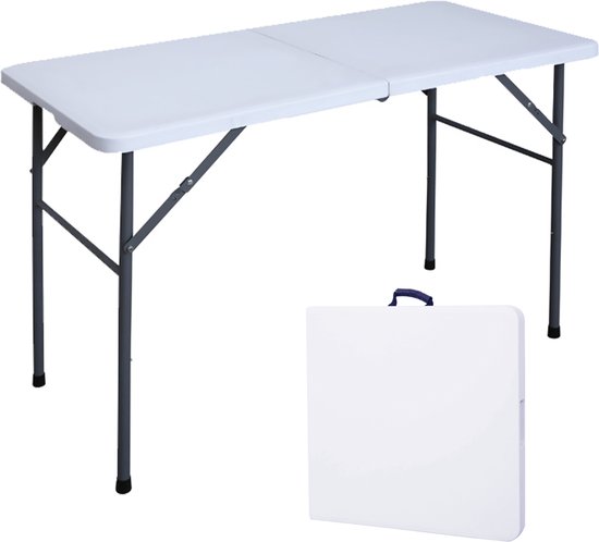 Goliving Inklapbare Tafel - Klaptafel - Campingtafel - Vouwtafel Buiten - Weerbestendig - 122 x 60 x 74 cm - Wit van Goliving
