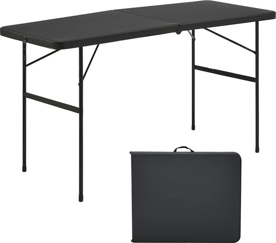 Goliving Inklapbare Tafel - Klaptafel - Campingtafel - Vouwtafel Buiten - Weerbestendig - 122 x 60 x 74 cm - Zwart van Goliving