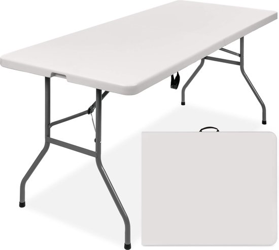 Goliving Inklapbare Tafel - Klaptafel - Campingtafel - Vouwtafel Buiten - Weerbestendig - 180 x 70 x 74 cm - Wit van Merkloos