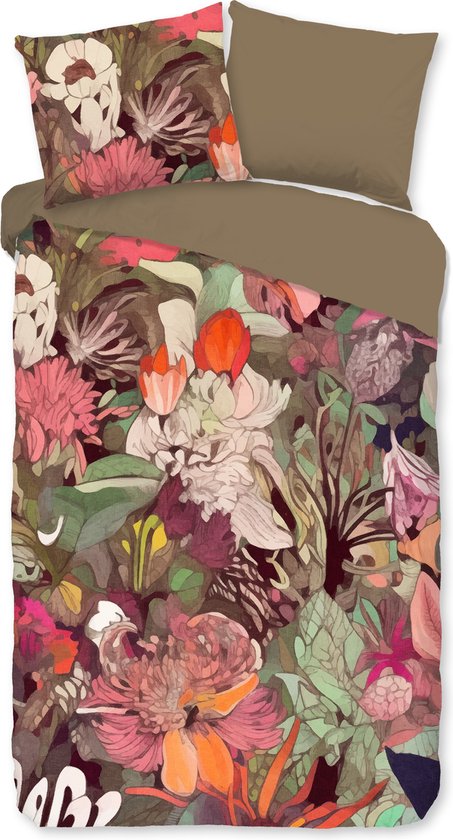 Good Morning dekbedovertrek bloemen - 1 persoons 140x200/220 cm - Multi - 100% Katoen renforc�