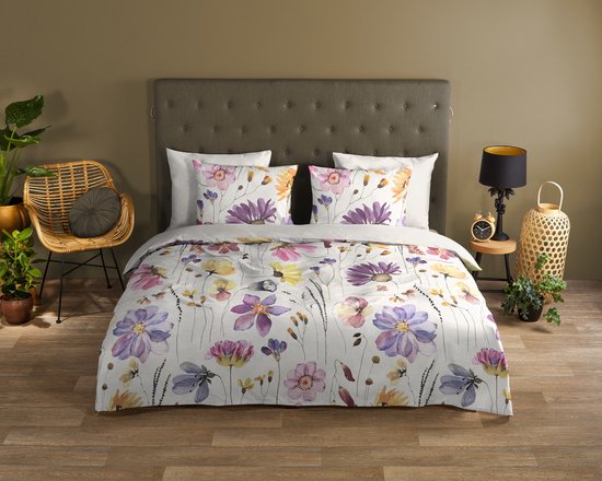 Good Morning dekbedovertrek bloemen - 1 persoons 140x200/220 cm - Multi - 100% Katoen renforce van Merkloos