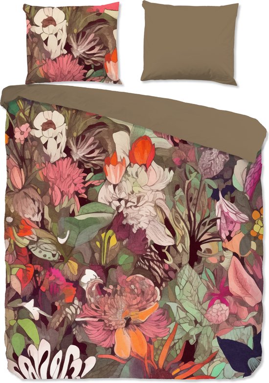 Good Morning dekbedovertrek bloemen - 2 persoons 200x200/220 cm - Multi - 100% Katoen renforc�