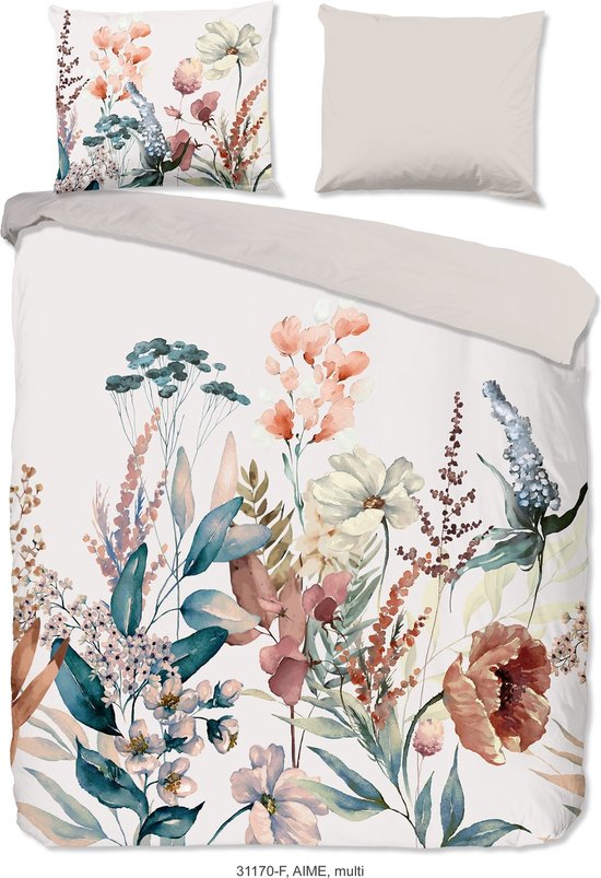 Good Morning Dekbedovertrek "bloemen" - Multi - (140x200/220 cm) - Katoen Flanel van Good Morning