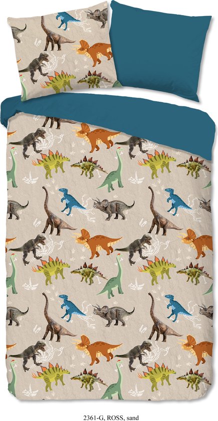 Good Morning Kinderdekbedovertrek "dino's" - Zand - (140x200/220 cm) - Katoen van Merkloos