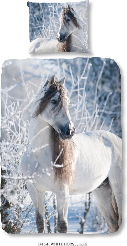 Good Morning Kinderdekbedovertrek "paard in de sneeuw" - Multi - (140x200/220 cm) - Katoen Flanel van Good Morning