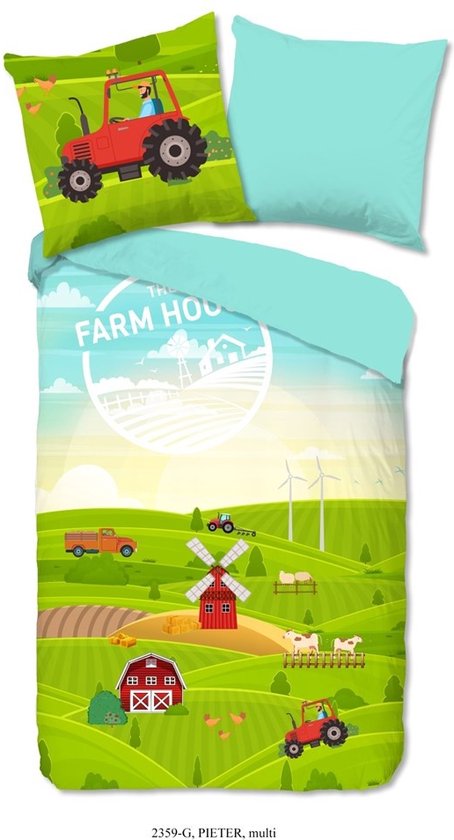 Good Morning Kinderdekbedovertrek "tractor op boederij" - Multi - (140x200/220 cm) - Katoen van Good Morning