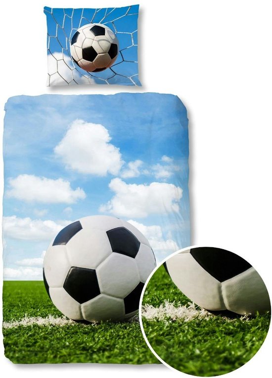 Good Morning Kinderdekbedovertrek "voetbal" - Multi - (140x200/220 cm) - Katoen Flanel van Merkloos
