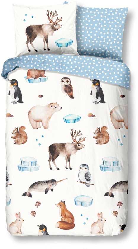 Good Morning Kinderdekbedovertrek "winterse dieren" - Multi - (140x200/220 cm) - Katoen Flanel van Good Morning
