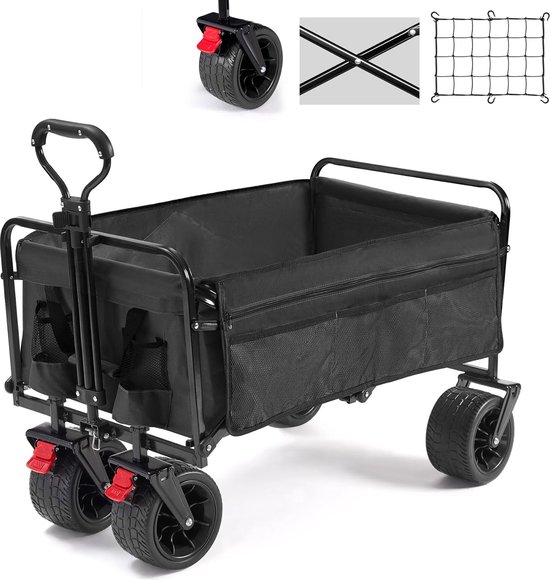 Goodivery ® Opvouwbare Bolderkar met Remmen en Verstelbare Telescopische Stang voor Zware Lasten tot 100 kg van Merkloos